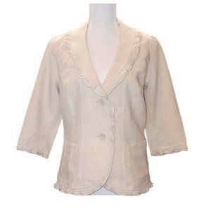 NEW Kim Rogers Women Professional 100% Linen Business Button Blazer Beige P/S